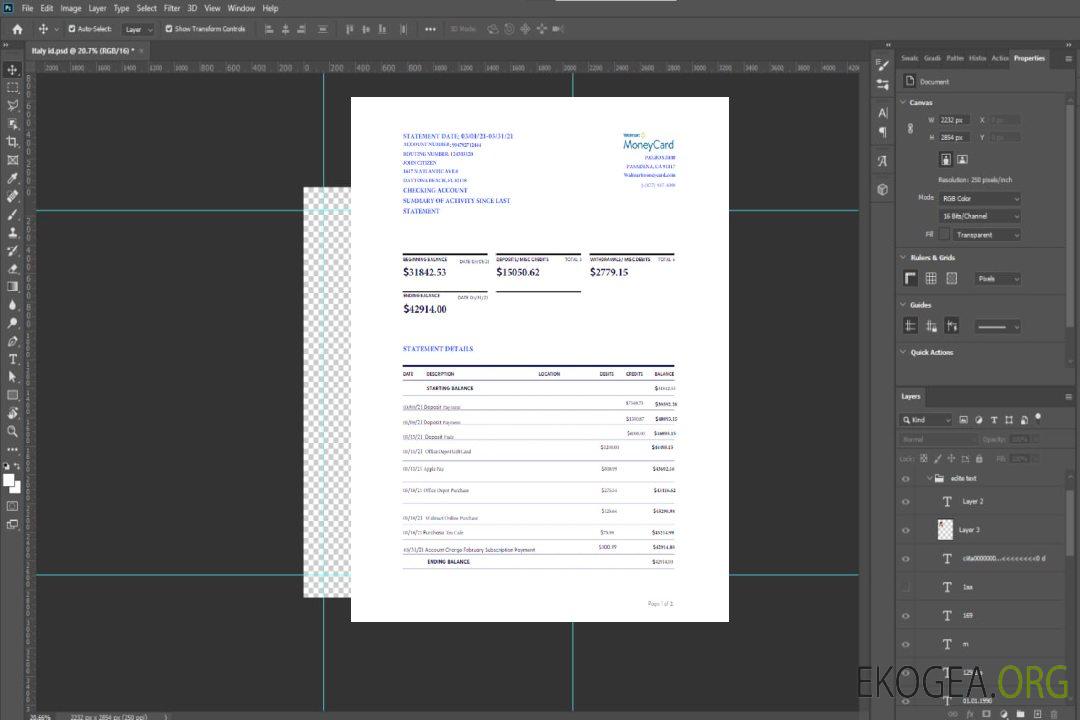 Modèle Word et PDF de relevé de carte Walmart Money des États-Unis, version 2 scr template Modèle Word et PDF de relevé de carte Walmart Money des États-Unis, version 2 scr template